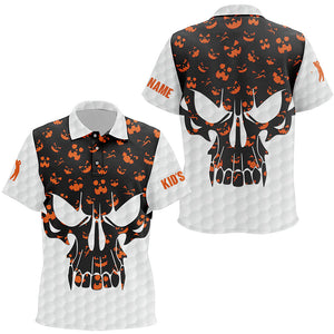Kid golf polos shirt Halloween pattern custom skull golf ball shirt for kid, children golf wear NQS8542