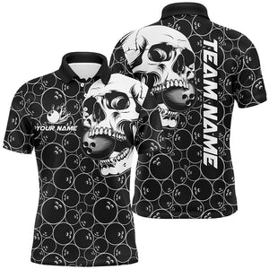 Black Bowling camo white Skull bowling shirt for Men custom bowling team jersey, gifts for bowlers NQS9014