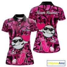 Load image into Gallery viewer, Funny Golf ball heart pink graffiti pattern Valentine Golf polo shirt for Women Custom Couple Outfits NQS11323