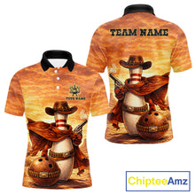 Load image into Gallery viewer, Custom Funny Desert Bowling Cowboy gun bowling team shirts For Men, Bowling Polo, 1/4 zip jerseys NQS11536