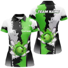 Load image into Gallery viewer, Black white bowling fire league jerseys custom Bowling polo, quarter zip shirts for Women | Green NQS7668