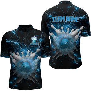 Blue Lightning thunder Bowling shirts for men Custom team bowling jerseys, gifts for bowler NQS9269