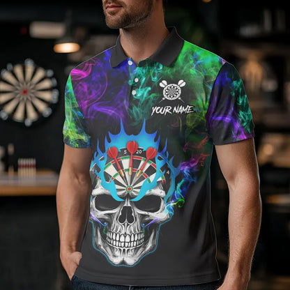 Colorful smoke Skull Darts shirts for Men Custom Team Darts Jerseys, Best Darts Gift For Player NQS9611