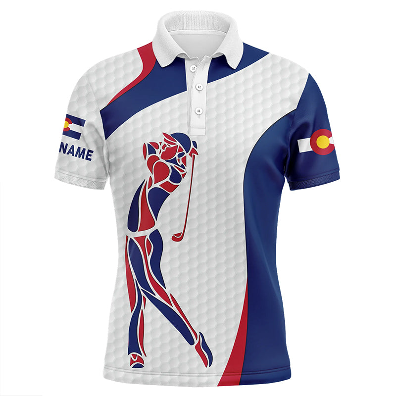 Personalized Colorado flag patriot golf white mens golf polo shirts custom name golf gifts for men NQS7352