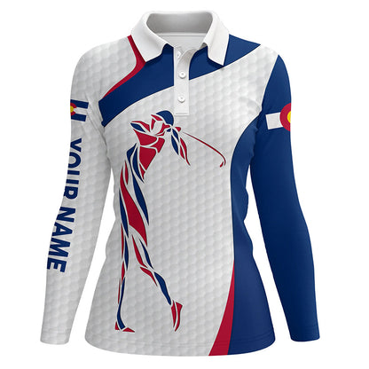 Personalized Colorado flag patriot golf white Womens golf polo shirts custom name golf gifts NQS7352