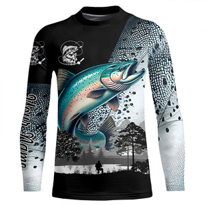 Chinook Salmon ( King salmon) Fishing scale Customize name performance long sleeves fishing shirts NQS909