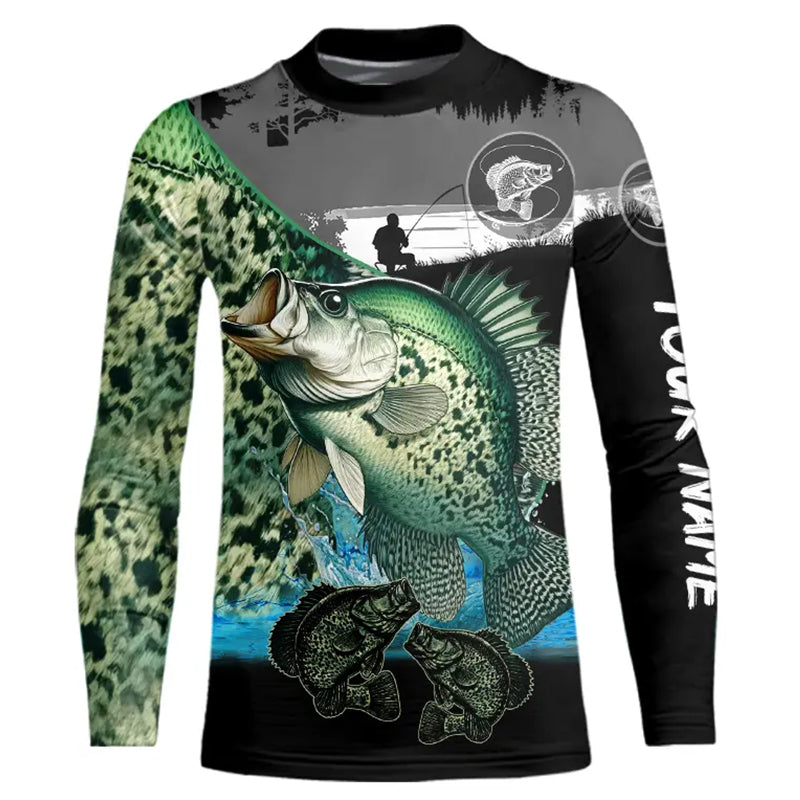 Crappie fishing green scales customize performance long sleeves Fishing shirts, Crappie fishing gifts NQS4794