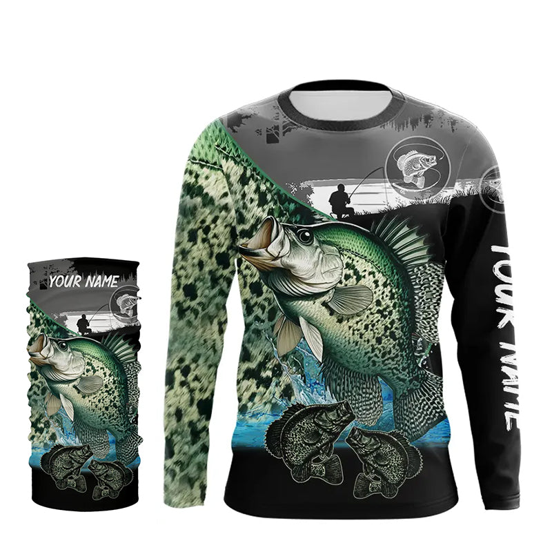 Crappie fishing green scales customize performance long sleeves Fishing shirts, Crappie fishing gifts NQS4794