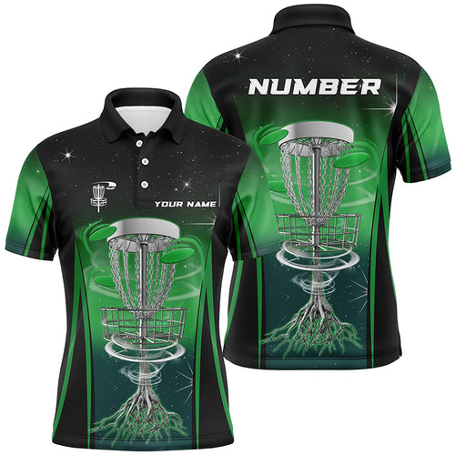 Gradient Green Light Mens disc golf polo shirt custom Disc golf outfit, mens disc golf apparel NQS7359