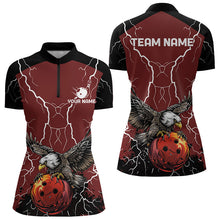 Load image into Gallery viewer, Women bowling Polo, Quarter Zip shirts Custom Eagle bowling lightning storm team league jerseys | Red NQS9781