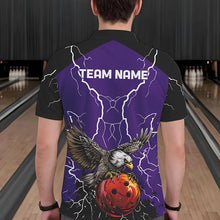 Load image into Gallery viewer, Men&#39;s bowling Polo, Quarter Zip shirt Custom Eagle bowling lightning storm team league jersey | Purple NQS9782