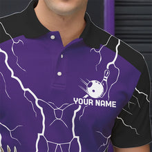 Load image into Gallery viewer, Men&#39;s bowling Polo, Quarter Zip shirt Custom Eagle bowling lightning storm team league jersey | Purple NQS9782