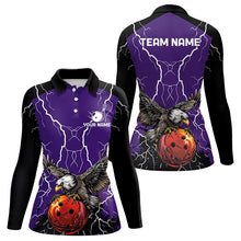 Load image into Gallery viewer, Women bowling Polo, Quarter Zip shirt Custom Eagle bowling lightning storm team league jersey | Purple NQS9782