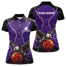 Load image into Gallery viewer, Women bowling Polo, Quarter Zip shirt Custom Eagle bowling lightning storm team league jersey | Purple NQS9782