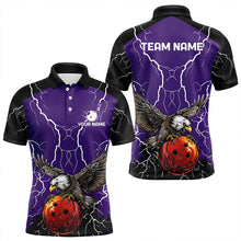 Load image into Gallery viewer, Men&#39;s bowling Polo, Quarter Zip shirt Custom Eagle bowling lightning storm team league jersey | Purple NQS9782