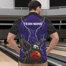 Load image into Gallery viewer, Men&#39;s bowling Polo, Quarter Zip shirt Custom Eagle bowling lightning storm team league jersey | Purple NQS9782