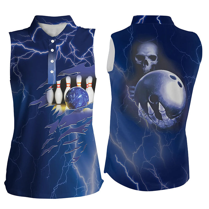 Custom sleeveless bowling shirt for women – personalized team jersey front view