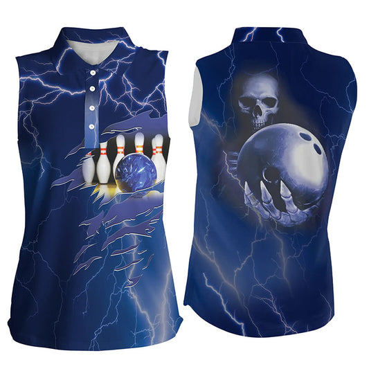 Custom sleeveless bowling shirt for women – personalized team jersey front view