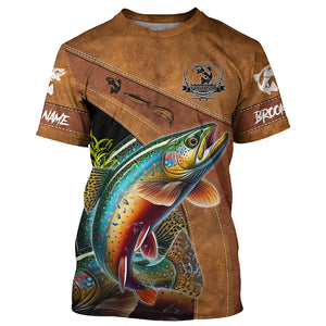 Brook trout fishing UV protection custom name fishing shirts, performance shirts for men, women, kid NQS6229