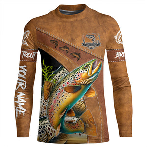 Brown trout fishing UV protection custom name fishing shirts, performance shirts for men, women, kid NQS6230