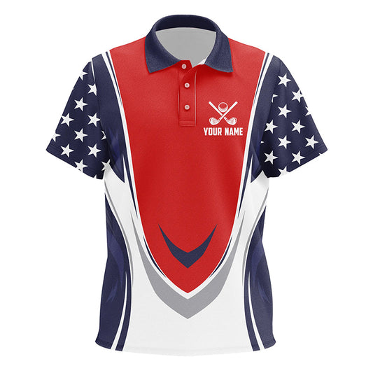Red, white and blue American Flag Kid golf polo shirt custom patriotic kids golf shirts NQS8361
