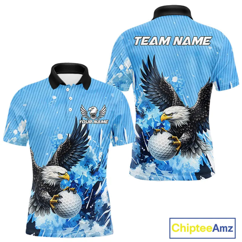 Blue Eagle Men's Golf Polo Shirts Custom Team Golf Outfit, Gift For Golf Lovers NQS11340
