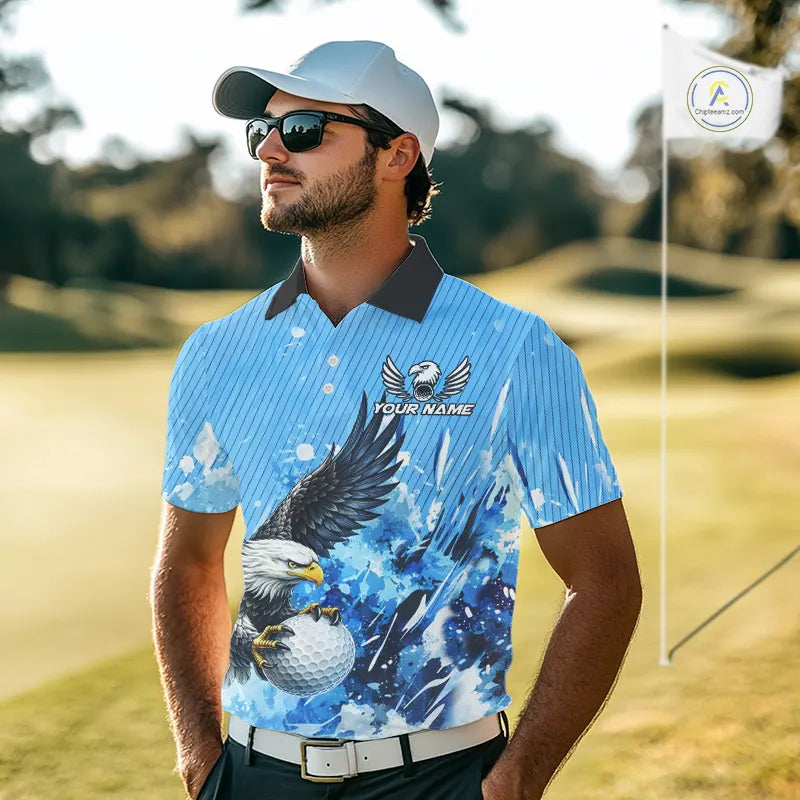 Blue Eagle Men's Golf Polo Shirts Custom Team Golf Outfit, Gift For Golf Lovers NQS11340