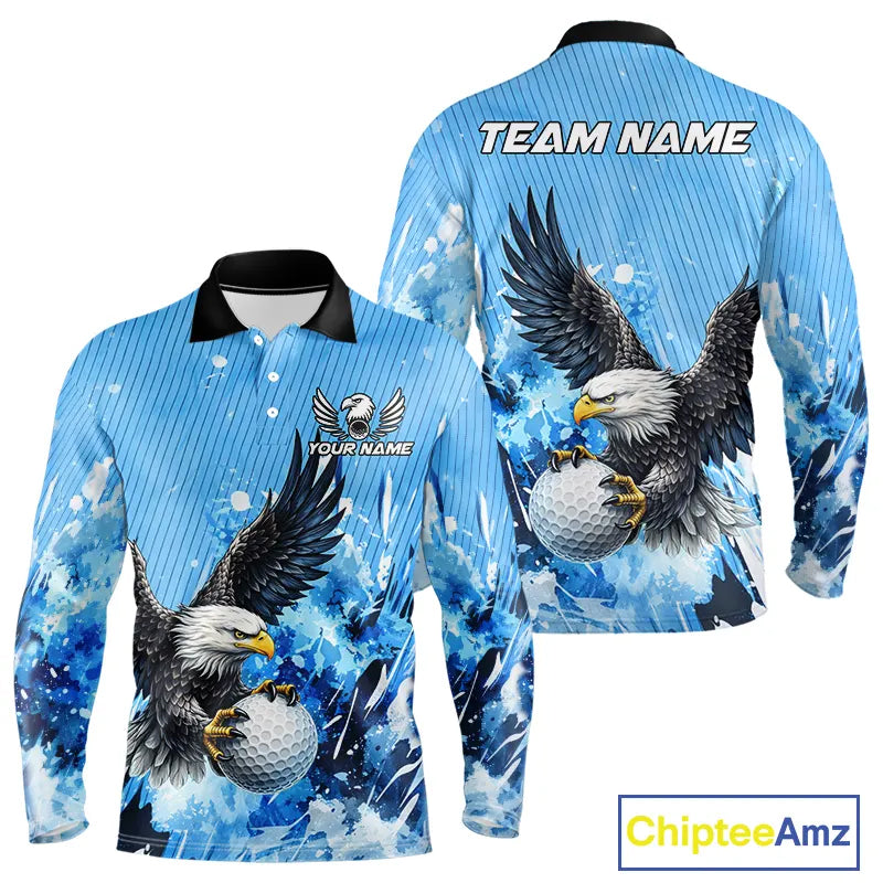 Blue Eagle Men's Golf Polo Shirts Custom Team Golf Outfit, Gift For Golf Lovers NQS11340