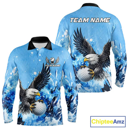 Blue Eagle Men's Golf Polo Shirts Custom Team Golf Outfit, Gift For Golf Lovers NQS11340