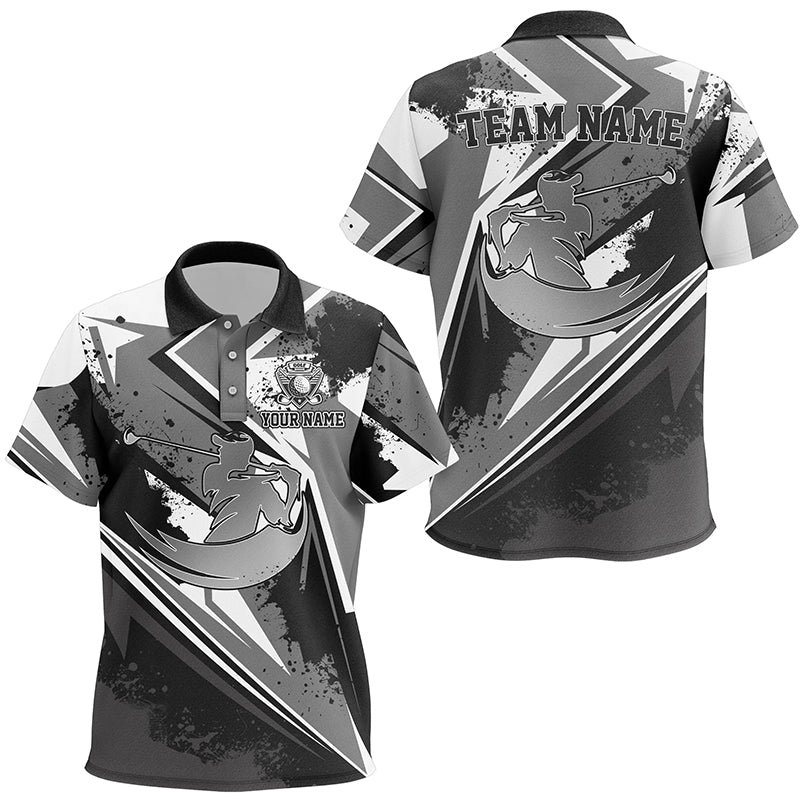 Kid golf polo shirts custom black and white golf attire for Kid, children golf tops NQS7365