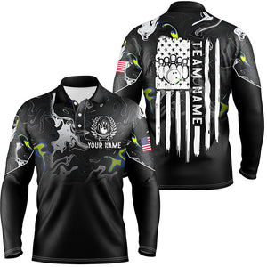 Black white camo Mens polo bowling shirts Custom American flag patriotic bowling team league jerseys NQS7367