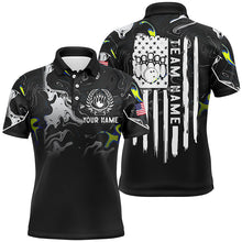 Load image into Gallery viewer, Black white camo Mens polo bowling shirts Custom American flag patriotic bowling team league jerseys NQS7367