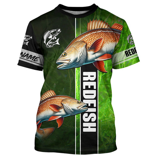 Redfish puppy drum Fishing green Customize Long Sleeve Fishing Shirts, fishing gifts for Fisherman NQS1727