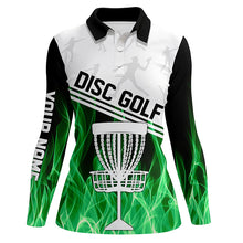 Load image into Gallery viewer, Green Flame Women disc golf polo shirts custom disc golf jerseys disc golf shirt NQS8370