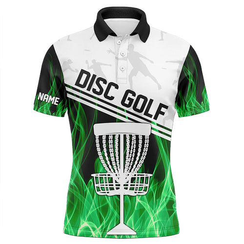 Green Flame Men disc golf polo shirts custom disc golf jerseys disc golf shirt NQS8370
