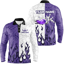 Load image into Gallery viewer, White Camo Bowling Purple Flame Mens Bowling Shirts Custom Bowling Team League Jerseys NQS8571