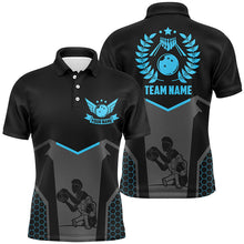 Load image into Gallery viewer, Black Bowling Jersey For Men Custom Retro Bowling Shirts For Team Bowlers | Blue NQS7551