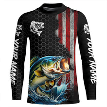 Load image into Gallery viewer, American flag Largemouth bass fishing Custom patriot performance Fishing Shirts, Bass fishing jerseys NQS7559