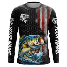 Load image into Gallery viewer, American flag Largemouth bass fishing Custom patriot performance Fishing Shirts, Bass fishing jerseys NQS7559