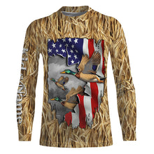 Load image into Gallery viewer, Duck hunting Camo American Flag patriotic Customize Name 3D All Over Printed Shirts NQS659