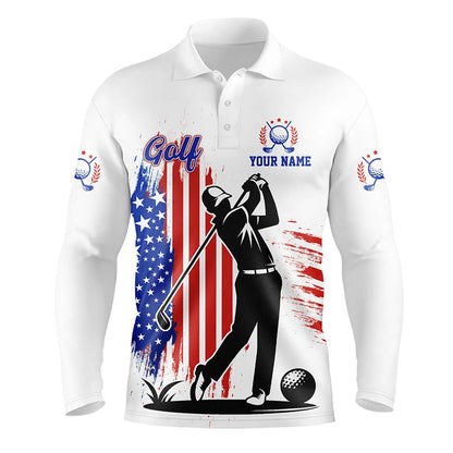 American Flag White Mens polo golf shirts custom patriotic team golf shirts for mens golfer gifts NQS8828