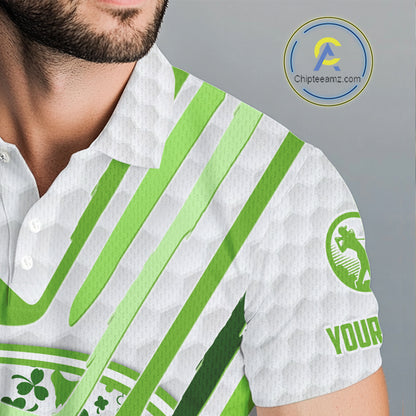 Personalized Funny Golf beer Green clover pattern golf clubs St Patrick's Day golf polo shirt for men NQS11144