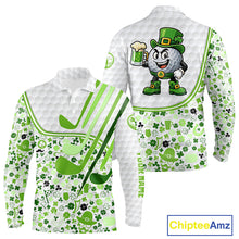 Load image into Gallery viewer, Personalized Funny Golf beer Green clover pattern golf clubs St Patrick&#39;s Day golf polo shirt for men NQS11144