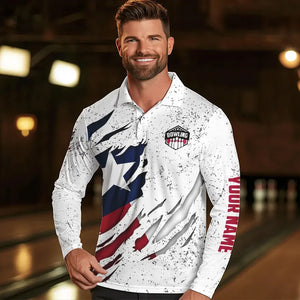 Personalized Texas Flag Grunge pattern Bowling Shirts For Men Custom Texas Bowling Team Jerseys NQS9468