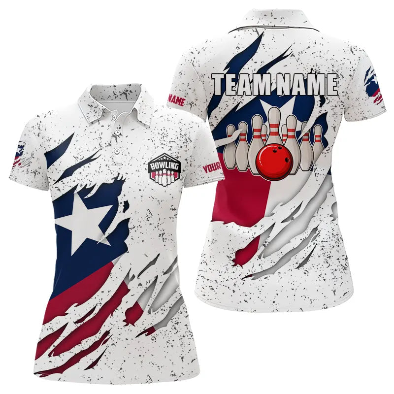 Personalized Texas Flag Grunge pattern Bowling Shirts For Women Custom Texas Bowling Team Jerseys NQS9468