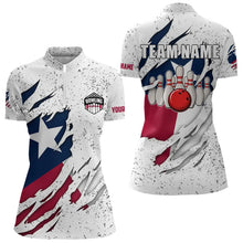 Load image into Gallery viewer, Personalized Texas Flag Grunge pattern Bowling Shirts For Women Custom Texas Bowling Team Jerseys NQS9468