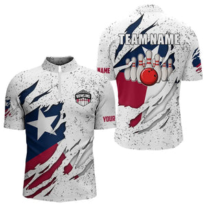 Personalized Texas Flag Grunge pattern Bowling Shirts For Men Custom Texas Bowling Team Jerseys NQS9468