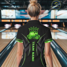 Load image into Gallery viewer, Black and Green clovers St Patrick's Day Bowling Shirts for Women Custom Bowling Team jerseys NQS11692