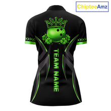 Load image into Gallery viewer, Black and Green clovers St Patrick's Day Bowling Shirts for Women Custom Bowling Team jerseys NQS11692