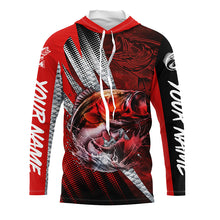 Load image into Gallery viewer, Bass fishing Custom sun protection long sleeve fishing shirts, bass fishing jersey | Red NQS5366
